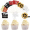 SYKYCTCY 30 Pack Movie Theater Cupcake Toppers Glitter Night Roll Camera Popcorn Cupcake Picks Hollywood Theme Baby Shower Kids Birthday Party Cake Decorations Supplies