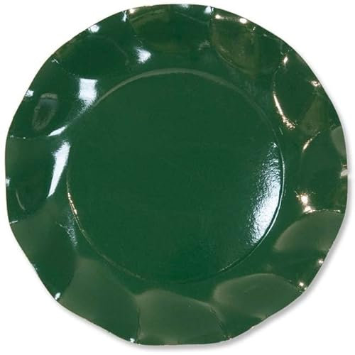 Piatti Piani di Carta a Petalo Verde Scuro 24 cm 10 Pz