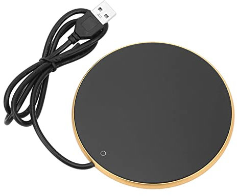 Chauffe-tasse USB avec interrupteur tactile intelligent et dessous de verre chauffant à température constante intelligent pour boissons chaudes, café Ø 10,3 cm (doré)