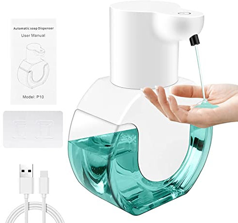Seifenspender Automatisch, 420ml Berührungslos Elektrischer Seifenspender, USB Wiederaufladbar Schaumseifenspender Automatisch, Wandbefestigung, IPX5 Wasserdicht, Seifenspender für Küchen, Badezimmer