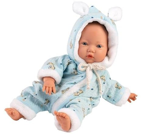 Llorens 1063305 Puppe mit blauen Augen und weichem Körper, Babypuppe inkl. blauem Outfit und Schnuller, 32cm