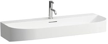 LAUFEN Sonar Aufsatzwaschtisch, 3 Hahnlöcher, ohne Überlauf, 1000x420mm, geschliffen, H8163470001581, Farbe: Weiß