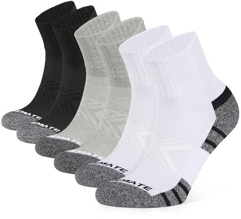 CLOSEMATE Chaussettes de Sport Homme Femme 39-42 43-46 47-50 Socquettes Basses en Coton 6 Paires Respirantes Antidérapantes pour Running Randonnée Cyclisme Tennis Travail en Blanc Noir Gris