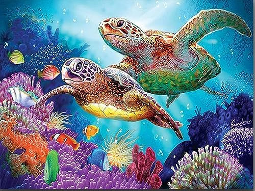Hjjdiyes 40X50CM Diamond Painting Erwachsene Groß xxl Diamond Painting Schildkröte 5D Diy Diamant painting Bilder mit Zubehör Diamond Painting Set Full Drill Diamant Malerei Meer Tiere Schildkröten
