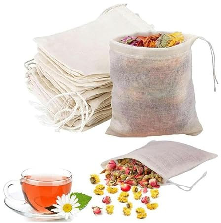 Bolsa de tela de algodón Colador de especias con cierre reutilizable Filtro de malla Medicina china Bola de hierbas Herramientas de cocina Colador Sopa Bolsa de té-300x400 mm 10 piezas