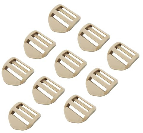 JIUMEI 10PCS Plastic Buckles for Straps 3/4 Inch Side Release Buckles 1 Inch Ladder Lock Buckles Ladder Slider Buckles for Backpack, 1'' Beige Ladder Buckles, 1''