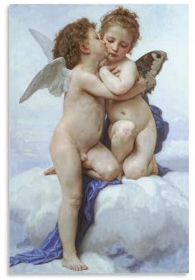 LdinMEX William Adolphe Bouguereau Kunstwerk – Amor und Psyche Druck Poster Kunstdruck Wandfoto, Farbe zum Aufhängen, Bild, Familie, Schlafzimmer, Dekoration, Geschenk, 30 x 45 cm
