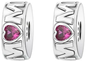 YUMINN Liebe Mama Clip x2 Charms 925 Sterling Silber für Armbänder und Halsketten Dangle Anhänger Perlen Schmuck Geschenke für Damen