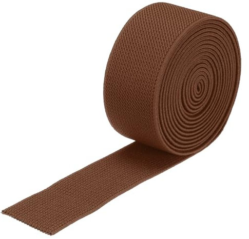 QUARKZMAN 3cm Gummiband Breit zum Nähen, 2 Meter Elastic Rubber Band, Breites Gummiband für Hosen, Bund, Stoffe zum Nähen (Goldbraun)