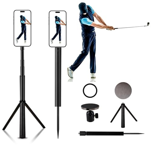 Golf Tripod & Monopod, Magnetic Swing Phone Holder 54 Adjustable Aluminum, Swing Training Aid Compatible With MagSafe iPhone Android Phones Camera GoPro