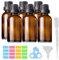 DITK-U 6 Stück 30ml Tropfflasche aus Glas Braune Apothekerflasche Glasfläschchen für Ätherische Öle Mini Flaschen zum Befüllen mit Tropfer Trichtern