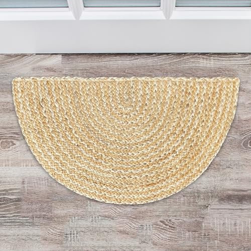 Chardin home Jute-Teppich, geflochten, halbrund, 45,7 x 76,2 cm, rustikaler Jute-Überwurf, handgefertigt, Heimdekoration, perfekt als Fußmatte, ideal für Küchen, Arbeitszimmer, natürliche Jute,