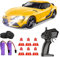 BuzzoXerex Drift Auto Ferngesteuert, Mini Drift Car, 1:24 4WD Mini RC Auto mit LED-Leuchten,18 km/h, RC Ferngesteuertes Spielzeugauto für Erwachsene und Kinder ab 6 Jahre älter (Gelb)