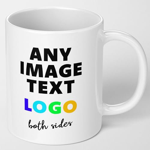 Personalised Mug - Add Any Picture, Customised Text Or Logo Design On to This 11oz Coffee Cup. Ideal for Logo Mugs, Gifts for Him, Gifts for Her, Mothers Day, Fathers Day or Birthdays