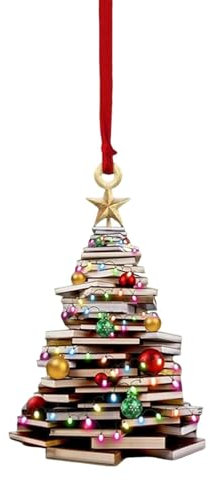 Weihnachtsbuch-Baumschmuck, Buchschmuck für den Weihnachtsbaum | Acryl-Lesebücher-Baum-Anhänger,Anhänger mit realistischem Design für Fenster, Kamin, Auto, Weihnachtsbaum, Tür