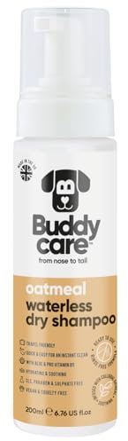 Buddycare Waterless Dry Shampoo for Dogs (200ml) | No Rinse Oatmeal Dog Shampoo Sensitive Skin | Natural, Easy-to-Use Dry Dog Conditioner for Fresh, Clean Fur - Ideal for All Breeds and Sizes