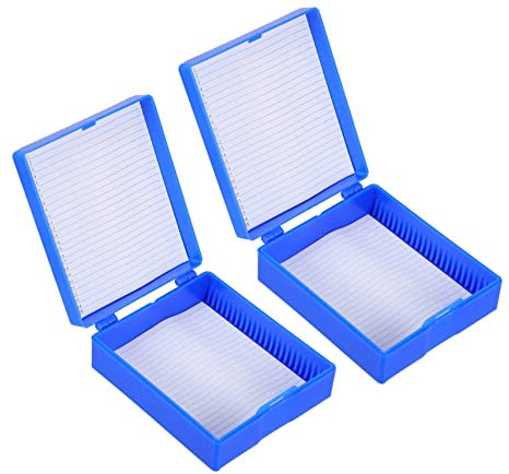 Amosfun 2Stücke Aufbewahrungsbox Für Objektträger Schiebe Aufbewahrungsbox Mit Fächern Mikroskop Slide Holder Für Sichere Ordentliche Aufbewahrung Von Objektträgern Farbe