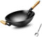 JQQJZLC Wok de hierro fundido hecho a mano, con sartén antiadherente no con recubrimiento, estufa de gas antigua, olla de inducción, adecuada para cocinar wok, A, 34 cm (B 32 cm)