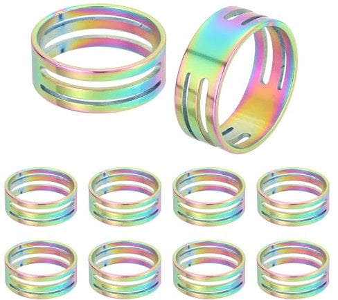 sourcing map Jump Ring Opening Tool, 19mm Stainless Steel Jump Ring Opener Circle Split Opening Closing Finger Tool for Jewelry Making Supplies Craft Projects(Multicolor, Pack of 10)