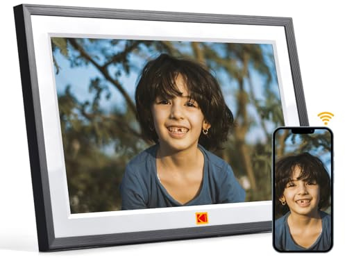 KODAK Digitaler Bilderrahmen 10 Zoll, WLAN Elektronischer Bilderrahmen, 32 GB Speicher, IPS HD Touchscreen, Auto-Rotat, Smart Digital Photo Frame mit App Teilen Sie Fotos/Videos Sofort mit Familie