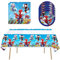 31 Pack of Blue Birthday Party Supplies, 1 Large Table Cloth 10 Plates 7 inch and 20 Napkins (Red)