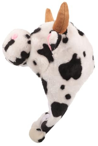 CONGARTENO Plüsch Kuhhut mit Kuhohren Warmer Tiermütze für Damen Herren für Mottopartys Cosplay Bühnenauftritte Hautfreundlich Einzigartiges Design
