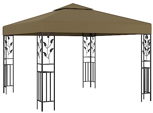 Massbinet Pavillon Gartenpavillon für Garten, Terrassen 3x3 m Taupe 180 g/m²