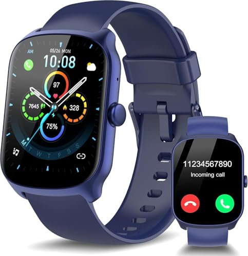 Smartwatch Uomo Donna,1.95 Orologio Smartwatch con Effettua/Risposta Chiamate,110Sportive Smart Watch con Contapassi/24H Sonno Cardiofrequenzimetro, Impermeabil IP68,Tracker per Android iOS,Blue