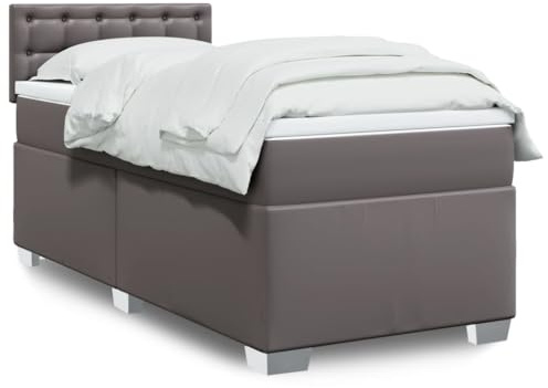 EMYRLXQW Betten & Zubehör, Betten & Bettrahmen - Boxspringbett mit Matratze grau 80x200 cm Kunstleder