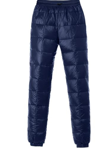HOTIAN Herren Daunenhose Winter Warme Ultralight Gefüllte Thermohose Winddichte Skihose Outdoor Camping Isolierte Hose mit Reißverschlusstaschen