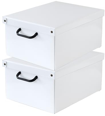 Lavatelli Set of 2 Cardboard Storage Boxes with Lid White 32x42x21cm | Shoe storage box in cardboard with lid, set of 2 boxes of 32x42x21 cm, for clothes and blankets. Made in Italy