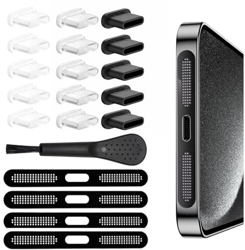 20-teiliges Set USB C Staubschutz & Lautsprecher Schutz,Abdeckung für Ladebuchse & Handy-Zubehör,Kompatibel mit iPhone 16/15 Series Type C Geräten,Dust Proof Mesh Cover Set für Phone Port Plug