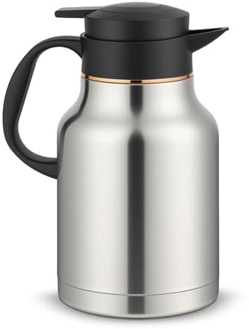 Thermoskanne, 1,8L Edelstahl Doppelwandige Vakuumisolierung Isolierkanne mit Teesieb, 48h heiß, 48h kalt, Kaffeekanne mit Quick-Press-Verschluss, Teekanne Thermo für Kaffee, Tee, Getränken