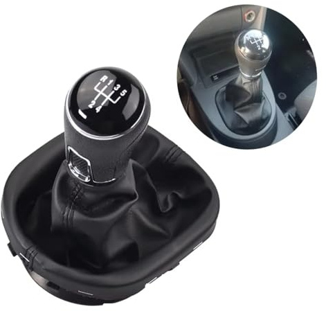 Avfpra Auto Schaltknauf Für VW Für Touran 2003-2010 Für Caddy MK2 2004-2009 5/6 Geschwindigkeit Schaltknauf Gearstick Gamasche Boot Schaltknauf(5 Speed)
