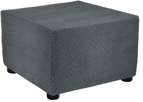QUARKZMAN 1Stk Ottomane Schonbezug Hockerbezug für Länge 57-70cm Hocker | Dunkelgrau Hussen für Fußhocker, Stretch Bezug Waschbar Ottomane Abdeckung Überzug Hocker Protector