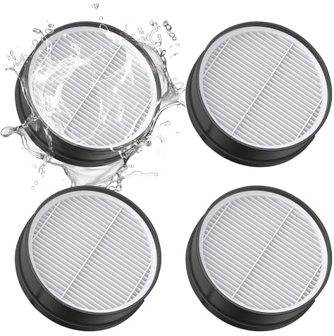 Olvy Filtro HEPA di ricambio Aspirapolvere aria pulita | 4 pezzi | Filtri rotondi in bianco e nero | Aspirapolvere Olvy A10 | Accessori di ricambio per aspirapolvere rotondi lavabili