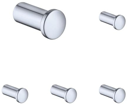 Keuco Plan Handtuchhaken, 3,8 cm, Metall verchromt, Made in Germany, für Handtücher und Bademäntel, inkl. Schrauben und Dübel, Wandhaken zum Bohren (Packung mit 5)