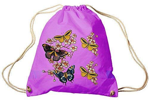 Fan-O-Menal Textilien Trend-Bag Turnbeutel Sporttasche Rucksack mit Print -Schmetterlinge - TB65322 Farbe lila