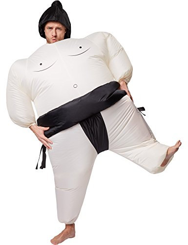 dressforfun Selbstaufblasbares Unisex Kostüm Sumo-Ringer | Batteriebetrieben | Uneingeschränkte Bewegungsfreiheit | inkl. Kopfbedeckung
