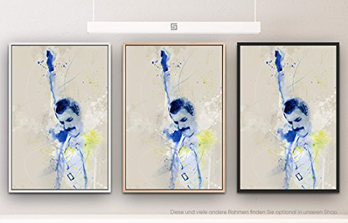 Paul Sinus Art Freddie Mercury VI 90x60cm auf Leinwand im Schattenfugenrahmen schwarz edel