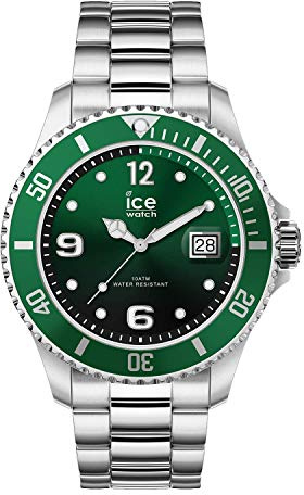 ICE-WATCH - ICE steel Green silver - Grüne Herren/Unisexuhr mit Metallarmband - 016544 (Medium)