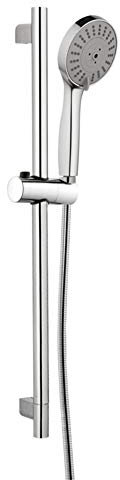 Hochwertige FLOKS Duschset Chrom mit Handbrause Duschstange Flexschlauch Duscharmatur Bad für die Dusche Komplettset Brausegarnitur Duschkopf Brauseschlauch