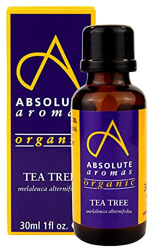 Absolute Aromas Organic Tea Tree Essential Oil 30ml - Pure, Natural, Undiluted, Cruelty Free and Vegan – for Aromatherapy, Diffusers and Face, Hair, Skin and Nail Care