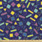 Lunarable Geometrischer Stoff von The Yard, 80er Jahre Memphis Mode Stil Muster Retro Vintage Dreiecke Druck Dekostoff für Polster und Home Akzente, 91 cm, Lila Türkis