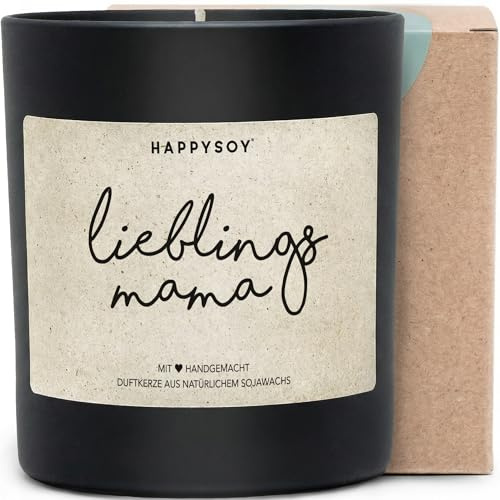 Lieblingsmama - Duftkerze mit Spruch als Geschenk für Mama, liebevolle Geschenkidee zum Muttertag oder Geburtstag, Kerze im Glas mit blumigem Duft