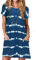 Ancapelion Women's Tie Dye Blue Striped T Shirt Dresses Short Sleeve Loose Mini Tunic Dress for Women