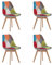BenyLed Juego de 4 Sillas de Comedor con Diseño de Patchwork con Asiento Tapizado y Patas de Madera, Ideal para Comedor, Salón, Dormitorio, etc. Rojo