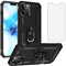 Asuwish Compatible with iPhone 12 Pro Max Case 6.7 and Tempered Glass Screen Protector Magnetic Stand Ring Holder Hard Shockproof Accessories Phone Case for iPhone12promax iPhone12 12pro Promax Black