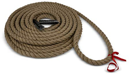 HAEST Tug of war rope made from jute with leather ends - Central marking - 16 m - 20 mm
