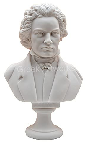Generic Beethoven Kopfbüste Komponist Pianist Klassische Musik Skulptur Statue gegossen Marmor Weiß Höhe: 30 cm